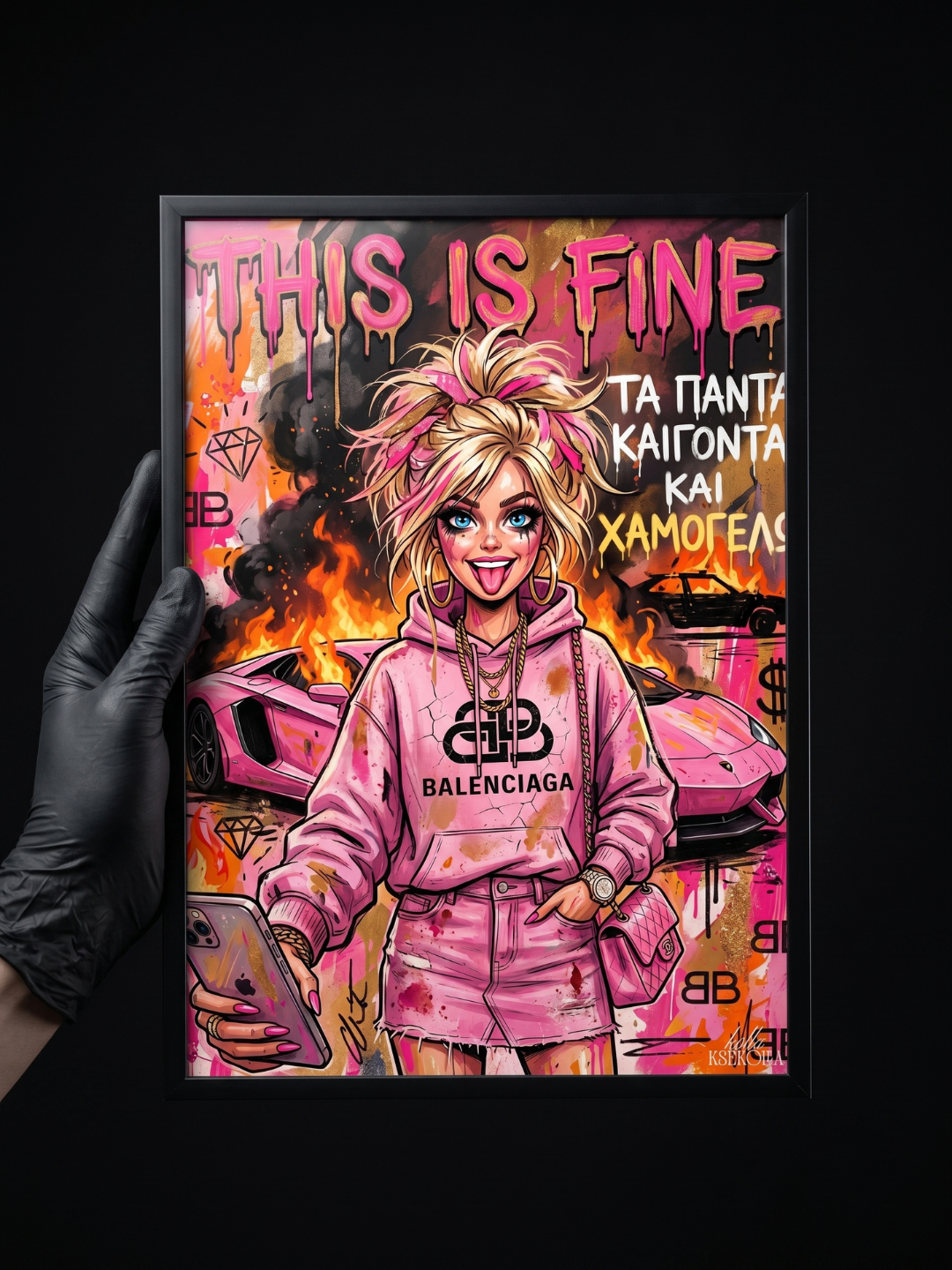 This Is Fine — Πίνακας Pop Art | Chaos Queen Edition